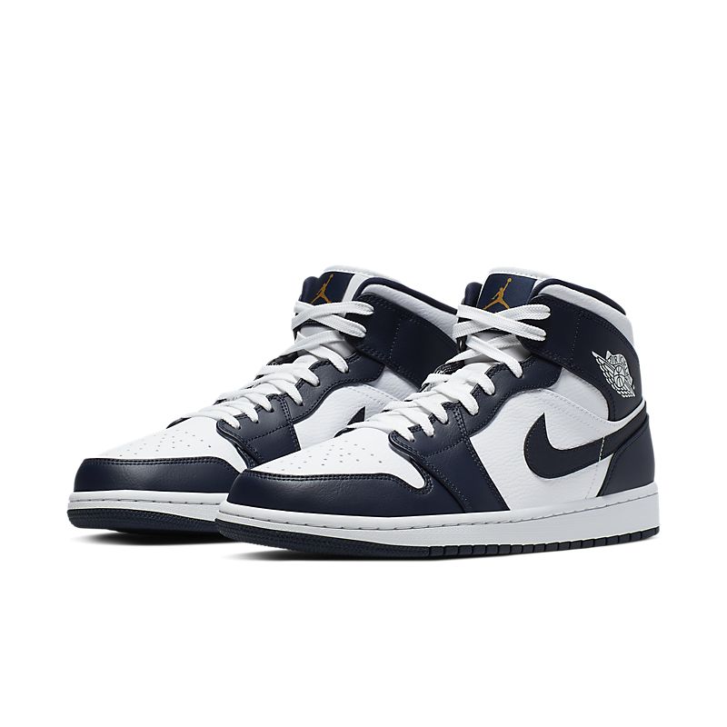 Tênis Nike Air Jordan 1 Mid White Metallic Gold Obsidian