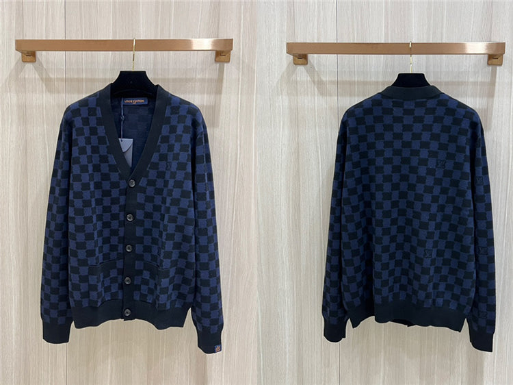 SWEATER LV CHECKED BLUE