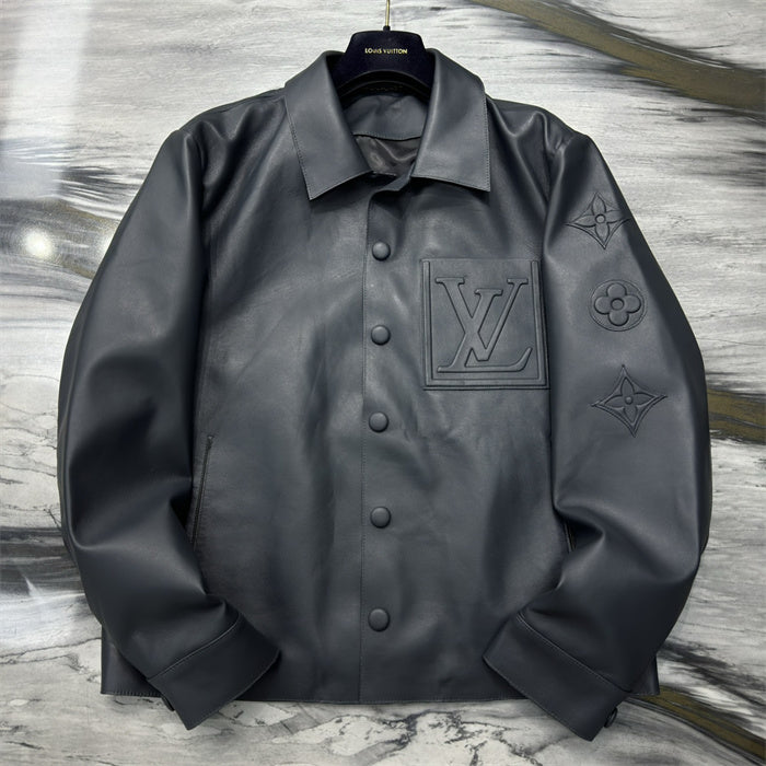 JAQUETA COURO LV ALL BLACK