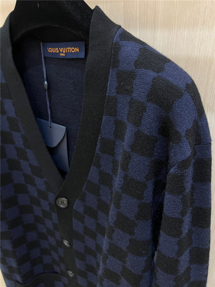 SWEATER LV CHECKED BLUE
