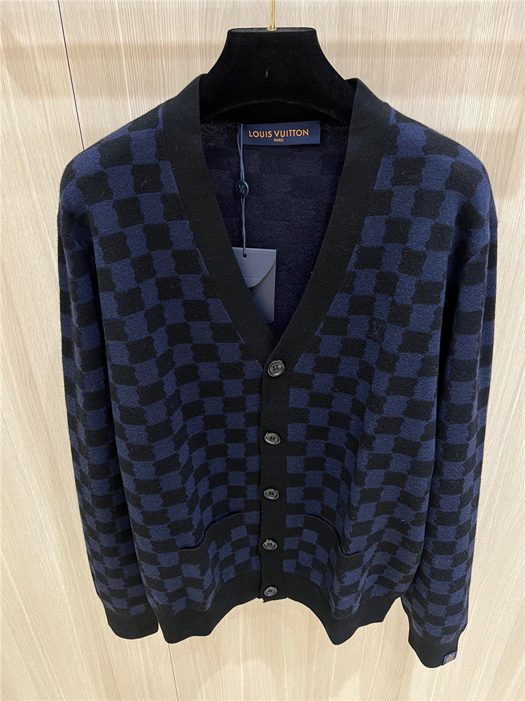 SWEATER LV CHECKED BLUE