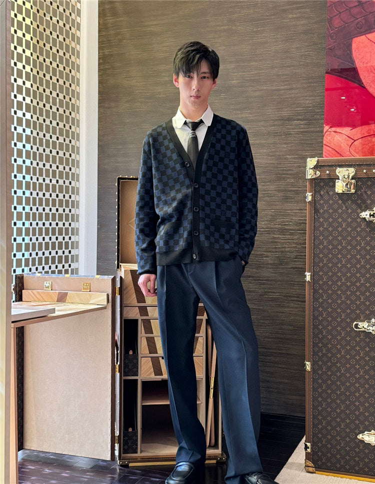 SWEATER LV CHECKED BLUE