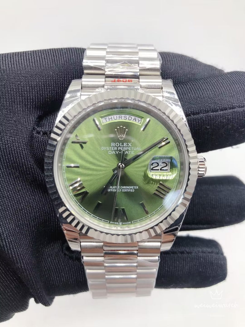 ROLEX SILVER GREEN OLIVE